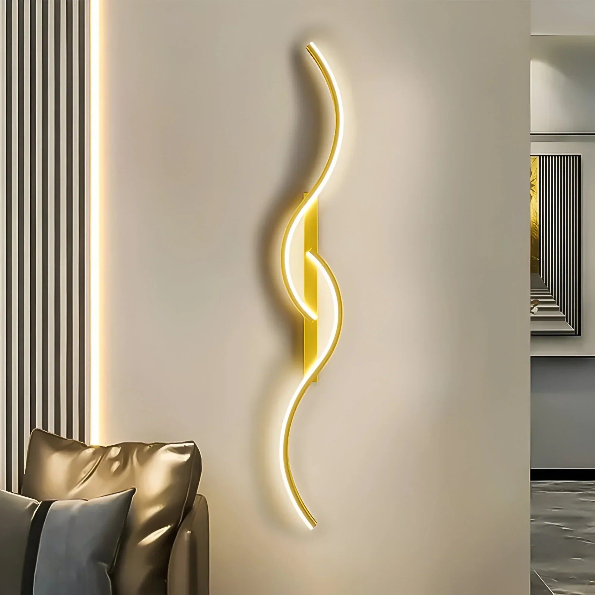 Modern LED wall lamp – aluminum and acrylic, curved design for living room, bedroom, or office