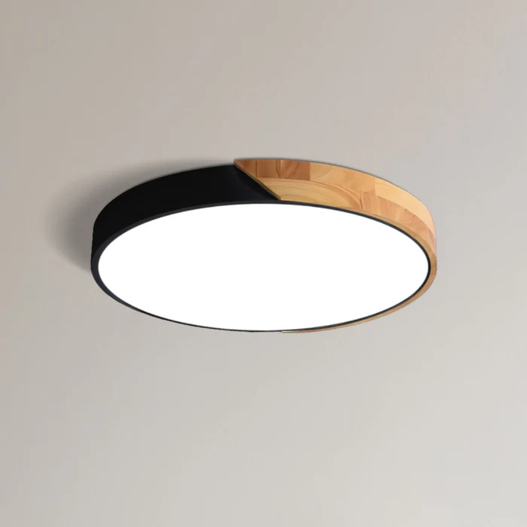 Scandinavian Wood LED Ceiling Lamp – Natural Wood, Modern Design for Bedroom or Living Room