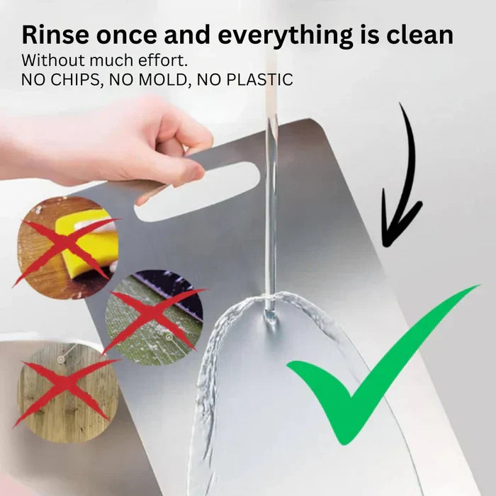 Titanium Cutting Board – Silver, Antibacterial and Knife-Friendly for Modern Kitchen