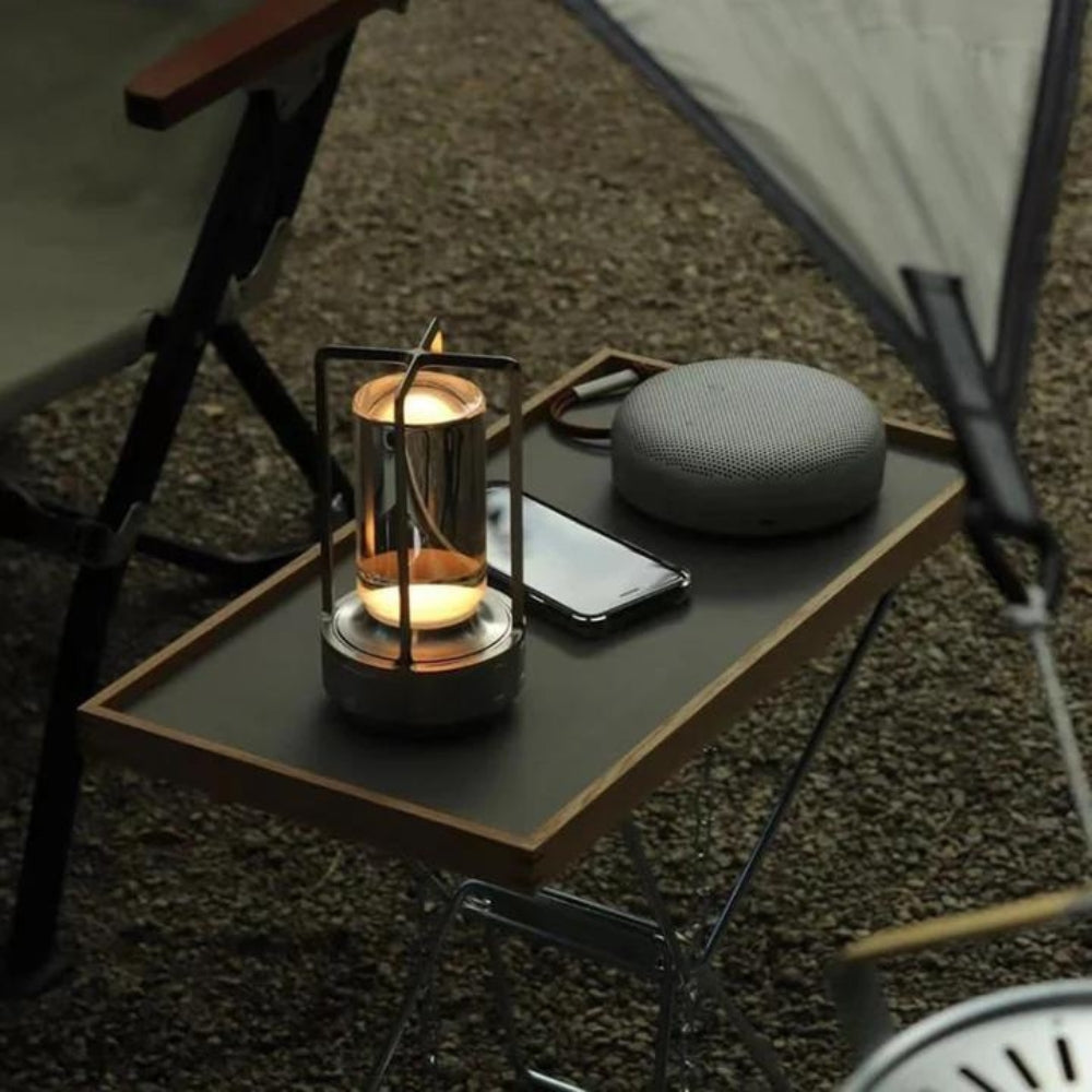 Trådløs bordlampe – sort metal, minimalistisk design til indendørs og udendørs dekoration