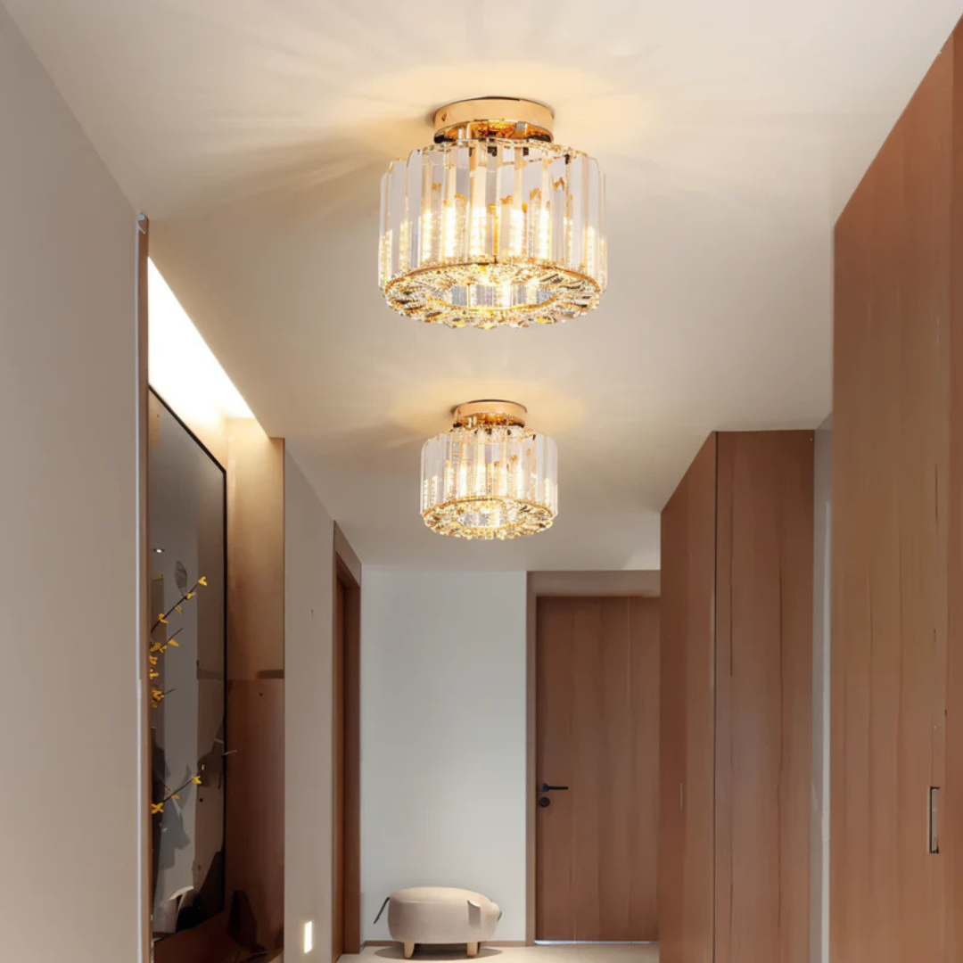 Crystal Ceiling Lamp – Iron and Crystal, Modern Design for Living Room or Bedroom