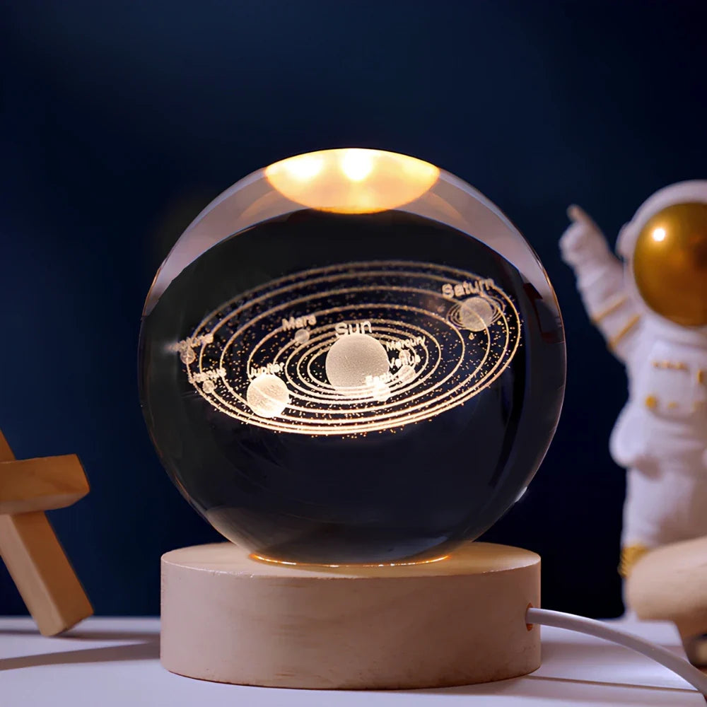 Luminous Crystal Bal – Glas, Varm Hvid Belysning til Soveværelse eller Stue Dekoration