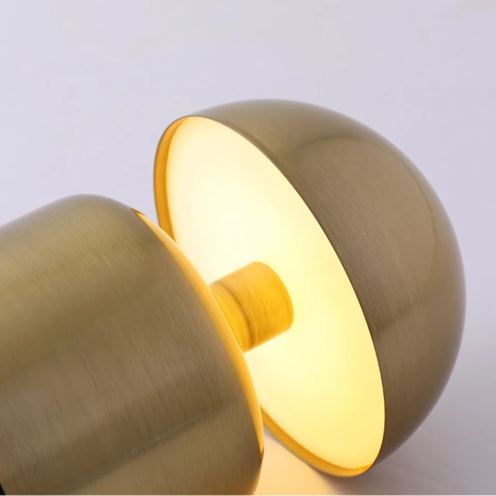 Rechargeable Table Lamp – Retro Mushroom Shape, Metal Finish for Bedroom or Living Room