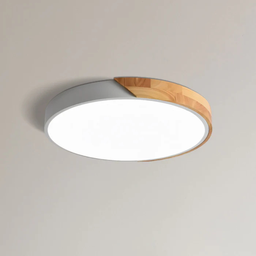 Scandinavian Wood LED Ceiling Lamp – Natural Wood, Modern Design for Bedroom or Living Room