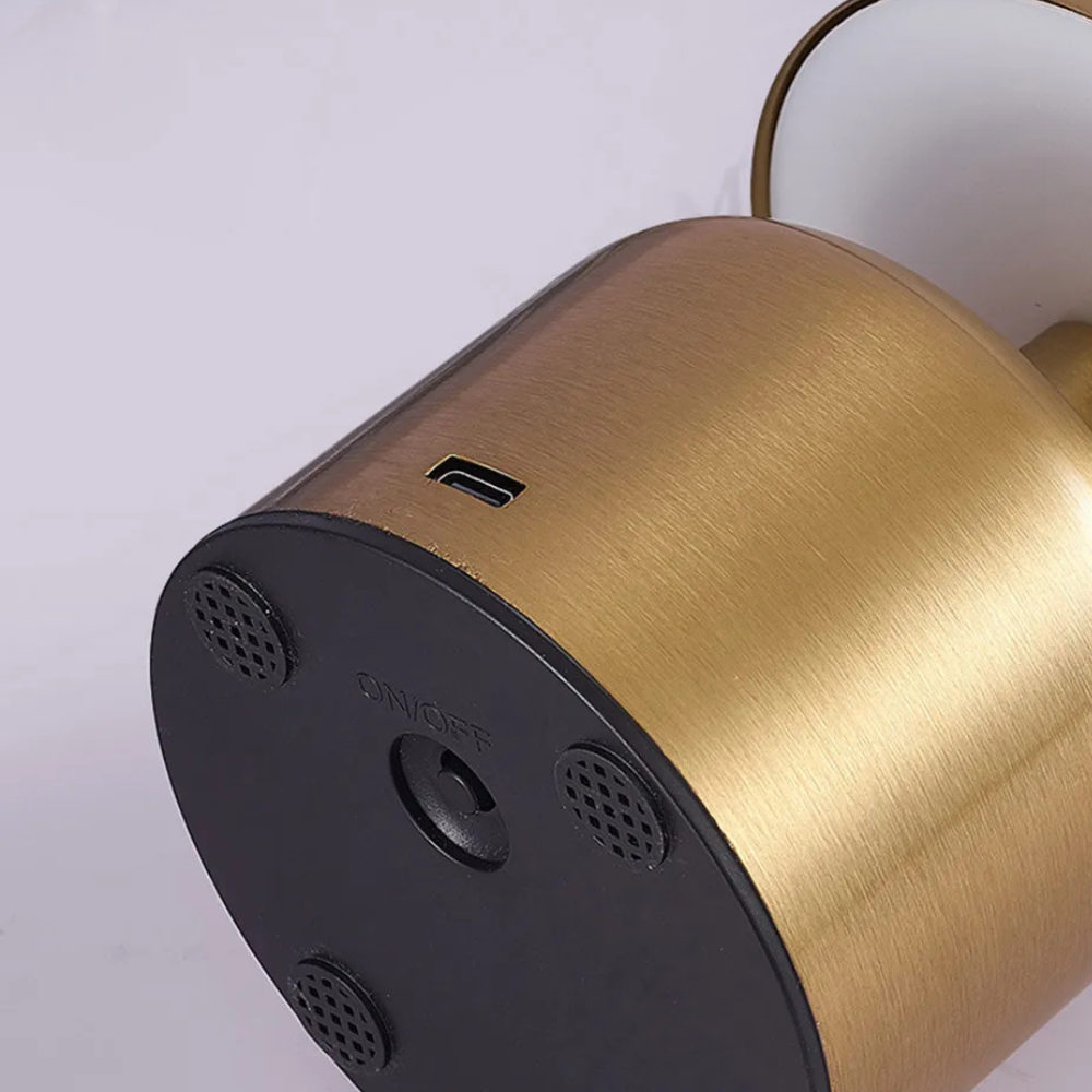 Rechargeable Table Lamp – Retro Mushroom Shape, Metal Finish for Bedroom or Living Room