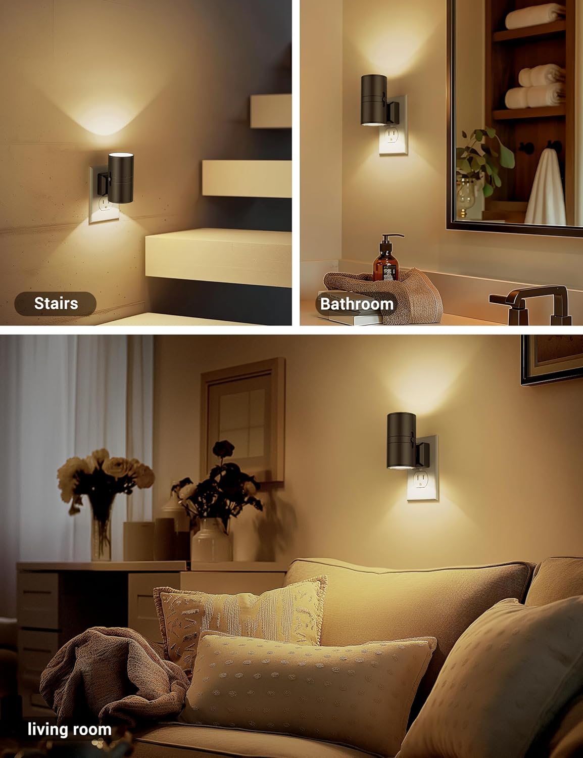 Dimmable LED Night Light – White Plastic with Twilight Sensor for Bedroom or Hallway