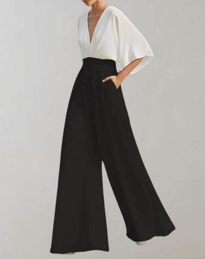 Dames Jumpsuit met Wijde Pijpen – Feest, Avondkleding, Bruiloft Gast