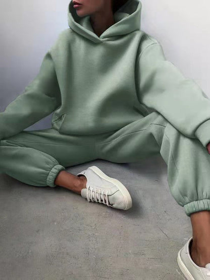 Ladies Oversized 2-Piece Jogging Suit - Hoodie with hood & sweatpants, home suit for loungewear and streetwear