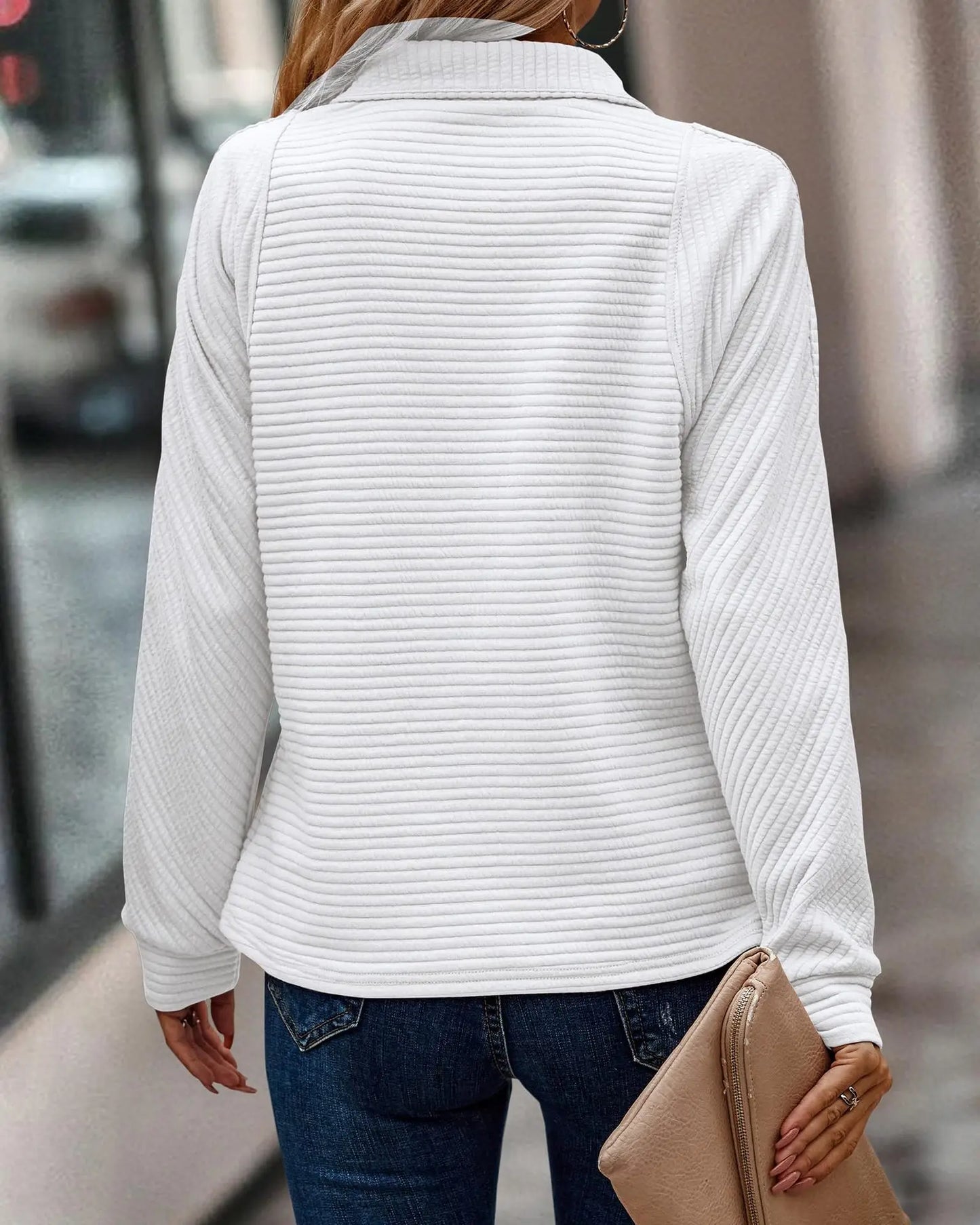 Dames V-hals Gebreide Trui – Warme Wintertrui, Casual, Lange Mouw