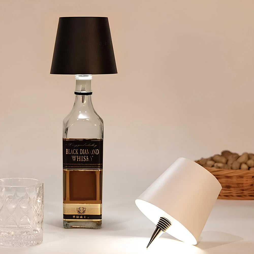Glas Flaske Lampe – USB Opladelig, Justerbar Lysstyrke og Farve til Unik Boligindretning