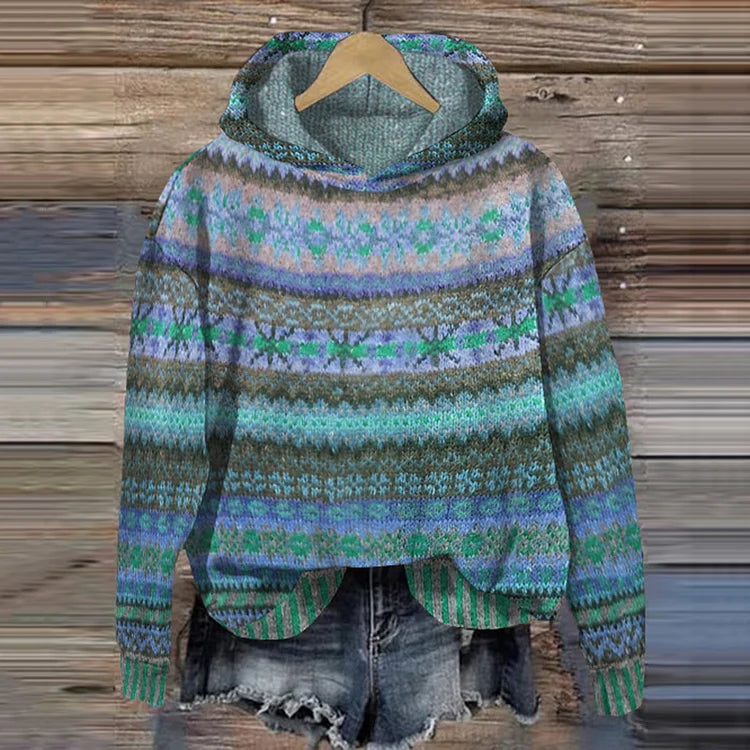 Dames Gebreide Wintertrui – Multicolor, Warme Trui voor Herfst en Winter