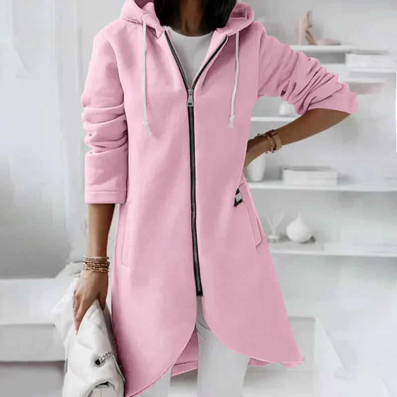 Dames Basic Hoodie met Rits – Sweatvest jas met capuchon, casual voor dagelijks gebruik
