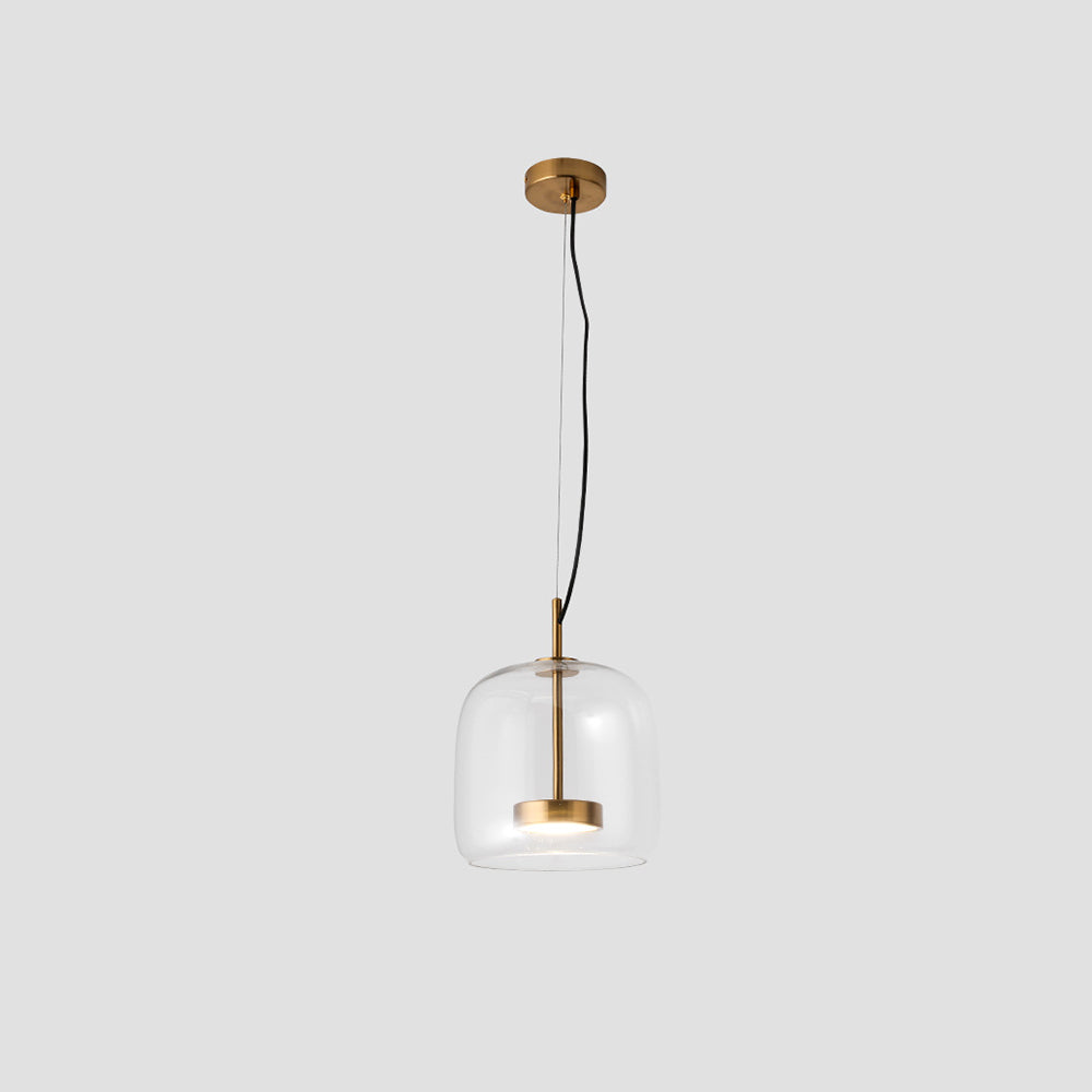 Pendant Lamp – Transparent Glass with Brass Details, Modern Design for Dining Table or Entrance Hall