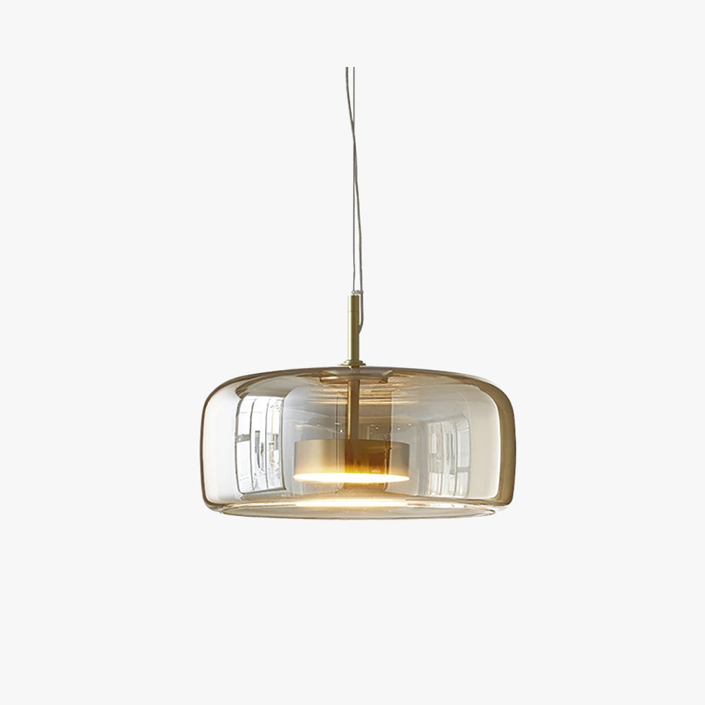 Pendant Lamp – Transparent Glass with Brass Details, Modern Design for Dining Table or Entrance Hall