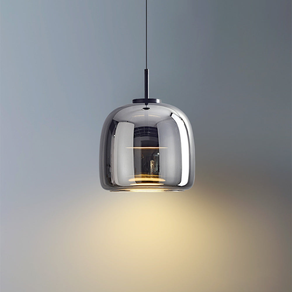 Pendant Lamp – Transparent Glass with Brass Details, Modern Design for Dining Table or Entrance Hall
