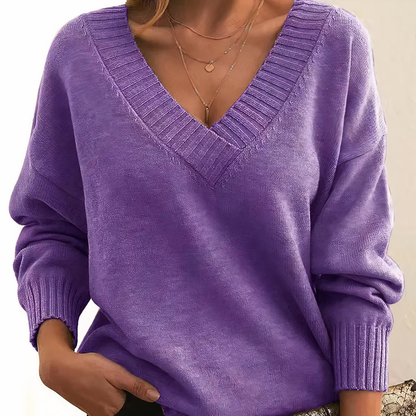 Dames V-hals Trui – Gebreide Trui voor Herfst en Winter
