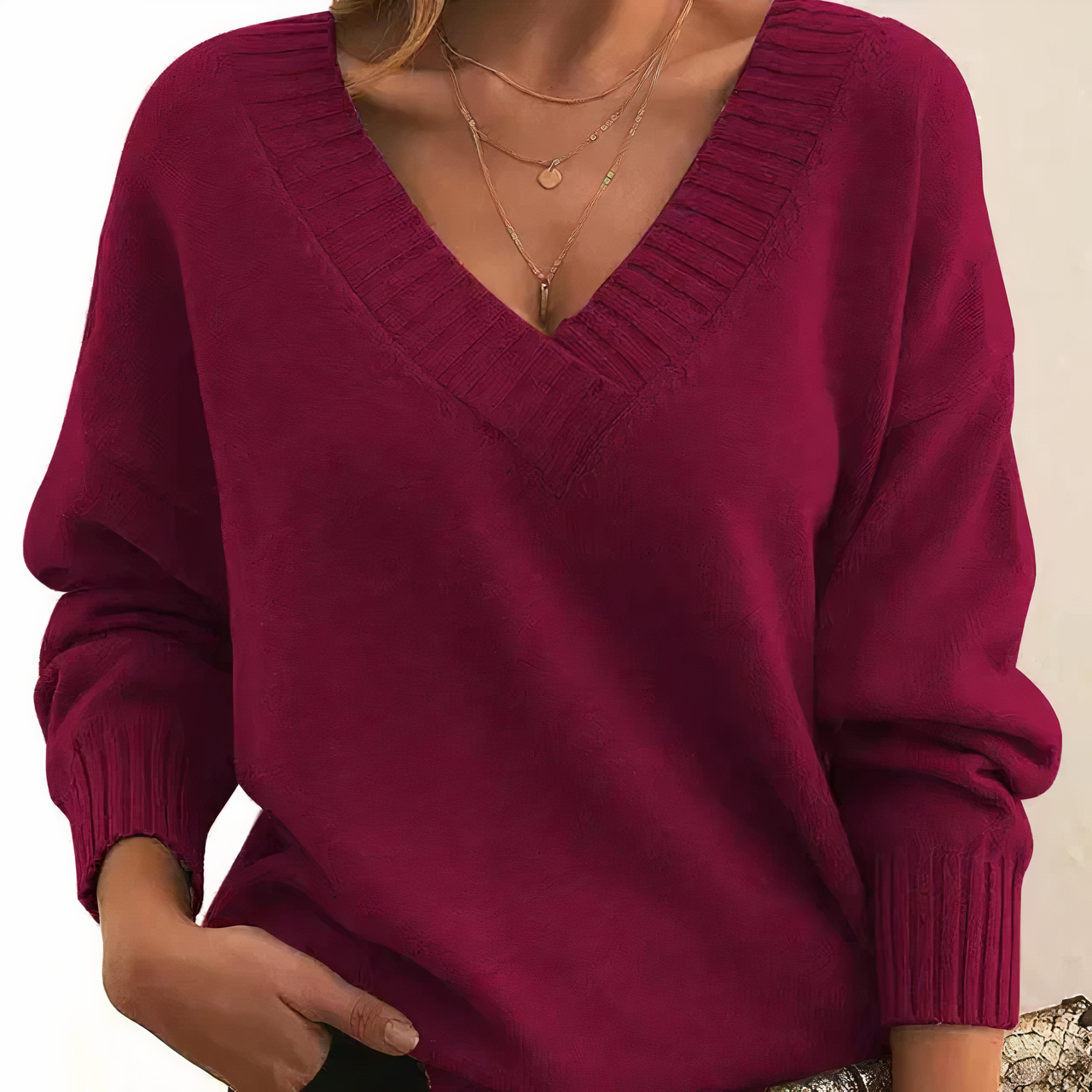 Dames V-hals Trui – Gebreide Trui voor Herfst en Winter