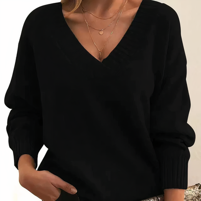 Dames V-hals Trui – Gebreide Trui voor Herfst en Winter