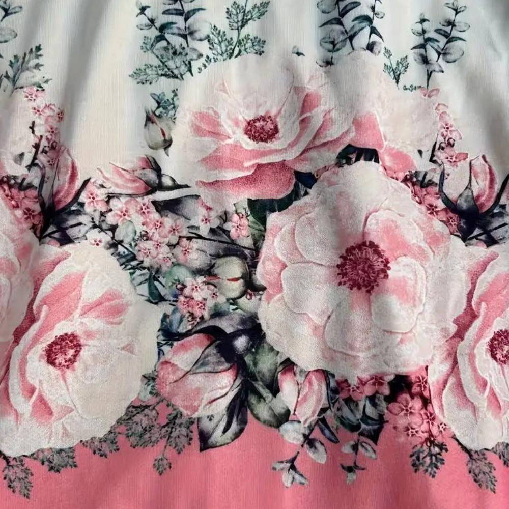 Hættetrøje med lynlås til kvinder - blomsterprint, langærmet, afslappet streetwear