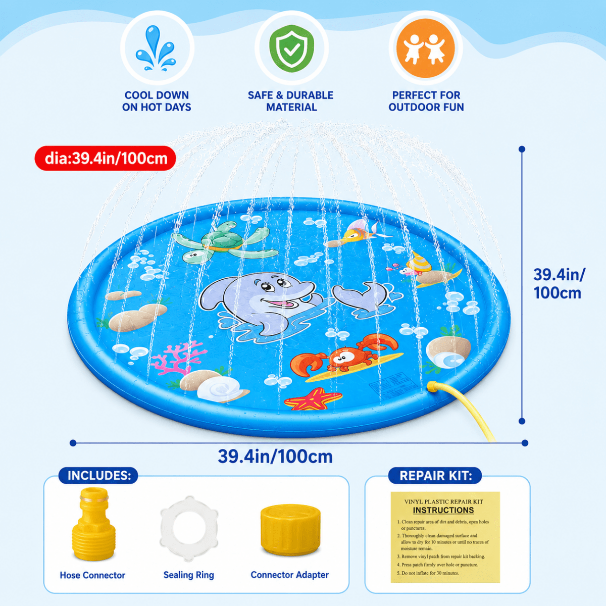 Inflatable Water Play Mat – Multiple Sizes, Interactive Design for the Garden or Outdoor Activities
