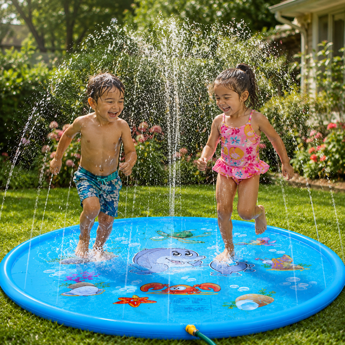Inflatable Water Splash Mat – Round, PVC, for the Garden or Summer Outdoor Activities