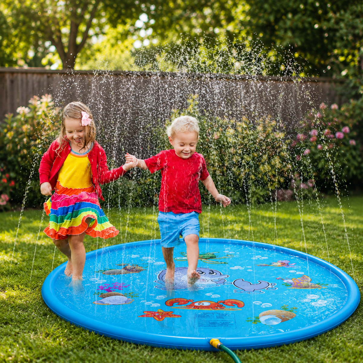Inflatable Water Splash Mat – Round, PVC, for the Garden or Summer Outdoor Activities