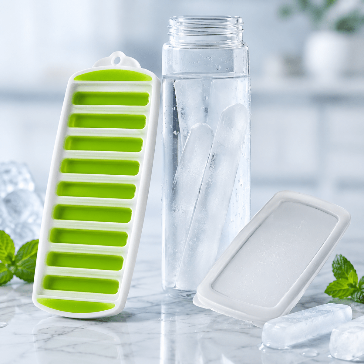 Silicone Ice Cube Tray – Pop-Out Design for Water Bottles and Narrow Drinking Cups