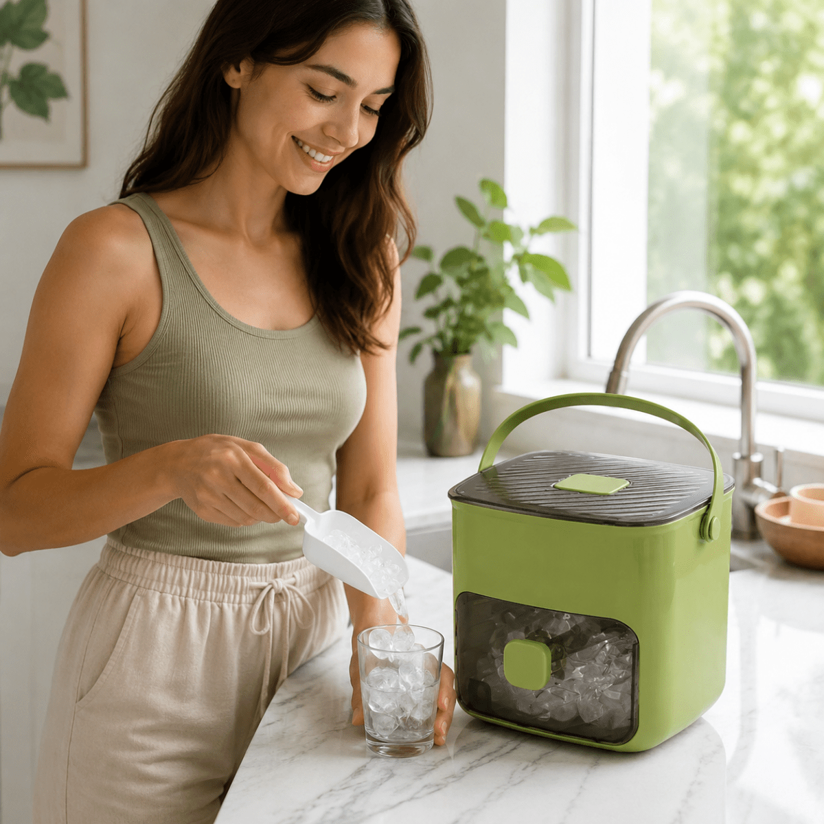 Compact Ice Cube Maker – Portable, White Design for Home, Parties, or Camping