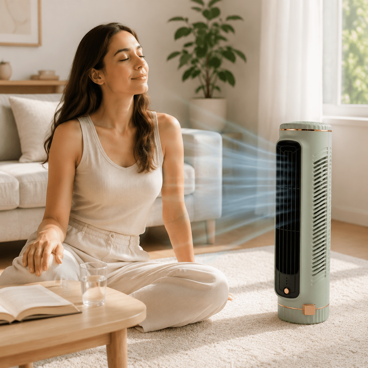 Bladeless Tower Fan – Stylish, 360° Air Circulation for the Bedroom, Living Room, or Office