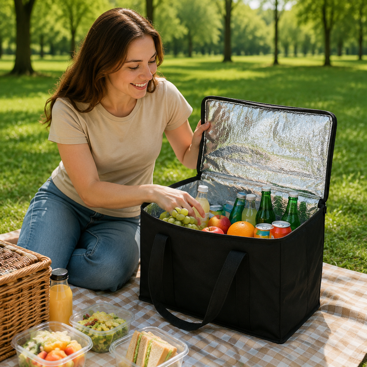 Insulated Cooler Bag – XL, Spacious Thermal Bag for Food and Drinks While Camping or Shopping