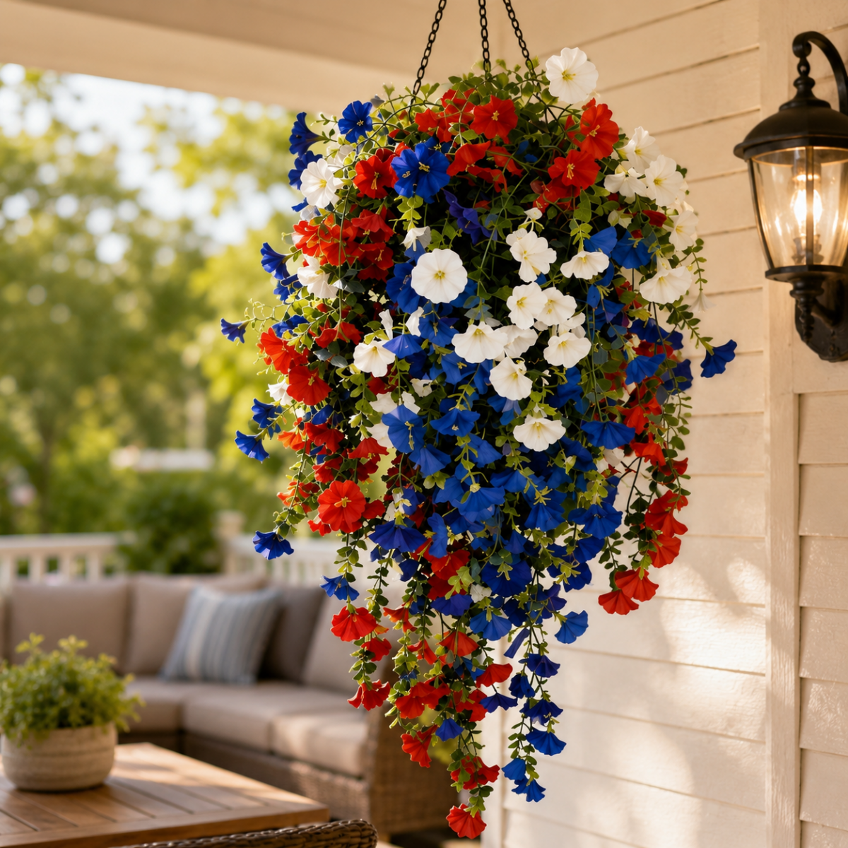 Decorative Flower Basket – With Built-In LED Lighting for the Garden, Patio, or Balcony