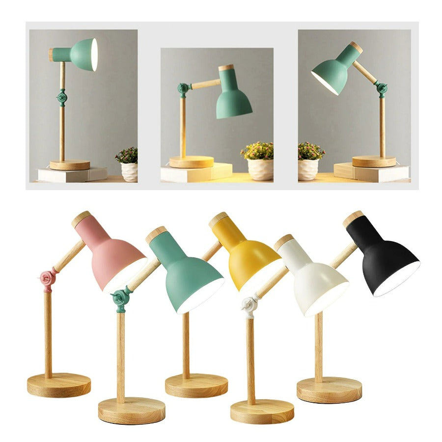 Bordlampe i Træ Skandinavisk Design – Justerbar Bordlampe