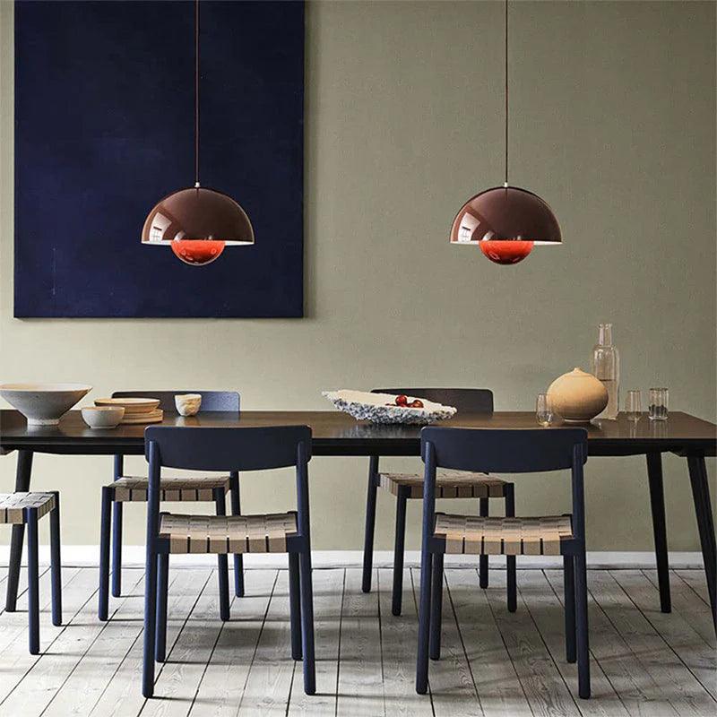 Scandinavian Pendant Light – Matte Black, Semi-Circular Shape for the Dining Room or Living Room