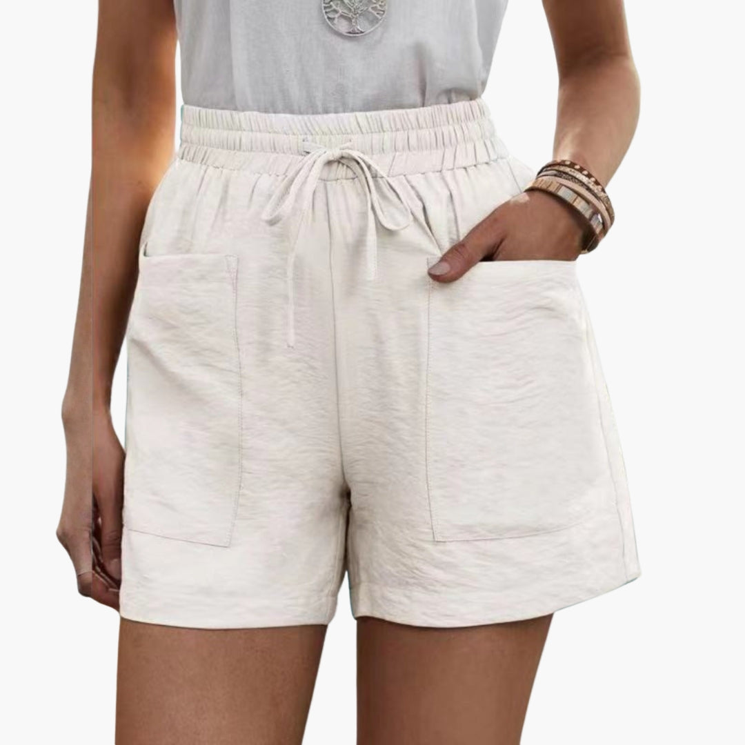 Dameshorts med Elastisk Linning, Snøre og Lommer