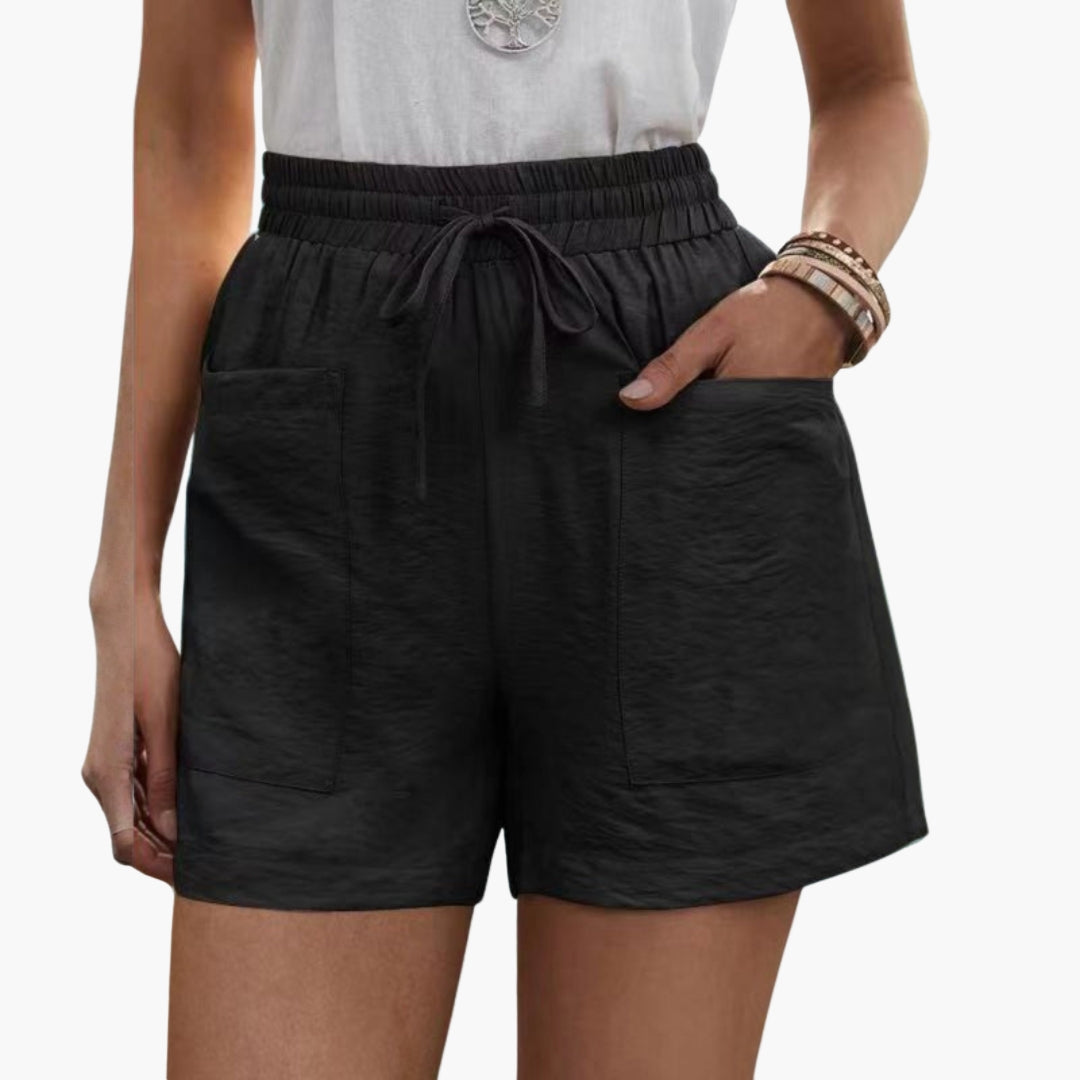 Dameshorts med Elastisk Linning, Snøre og Lommer