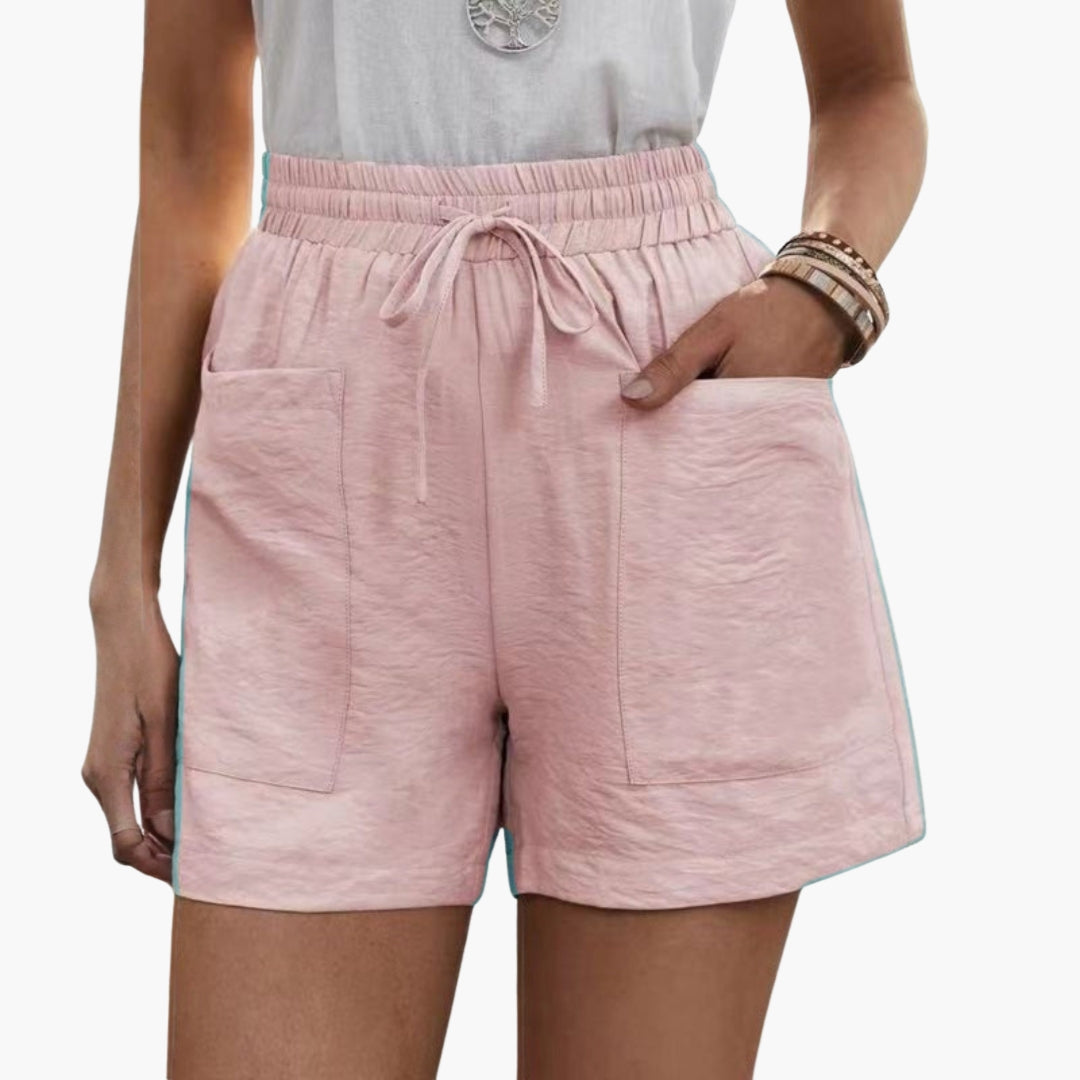 Dameshorts med Elastisk Linning, Snøre og Lommer