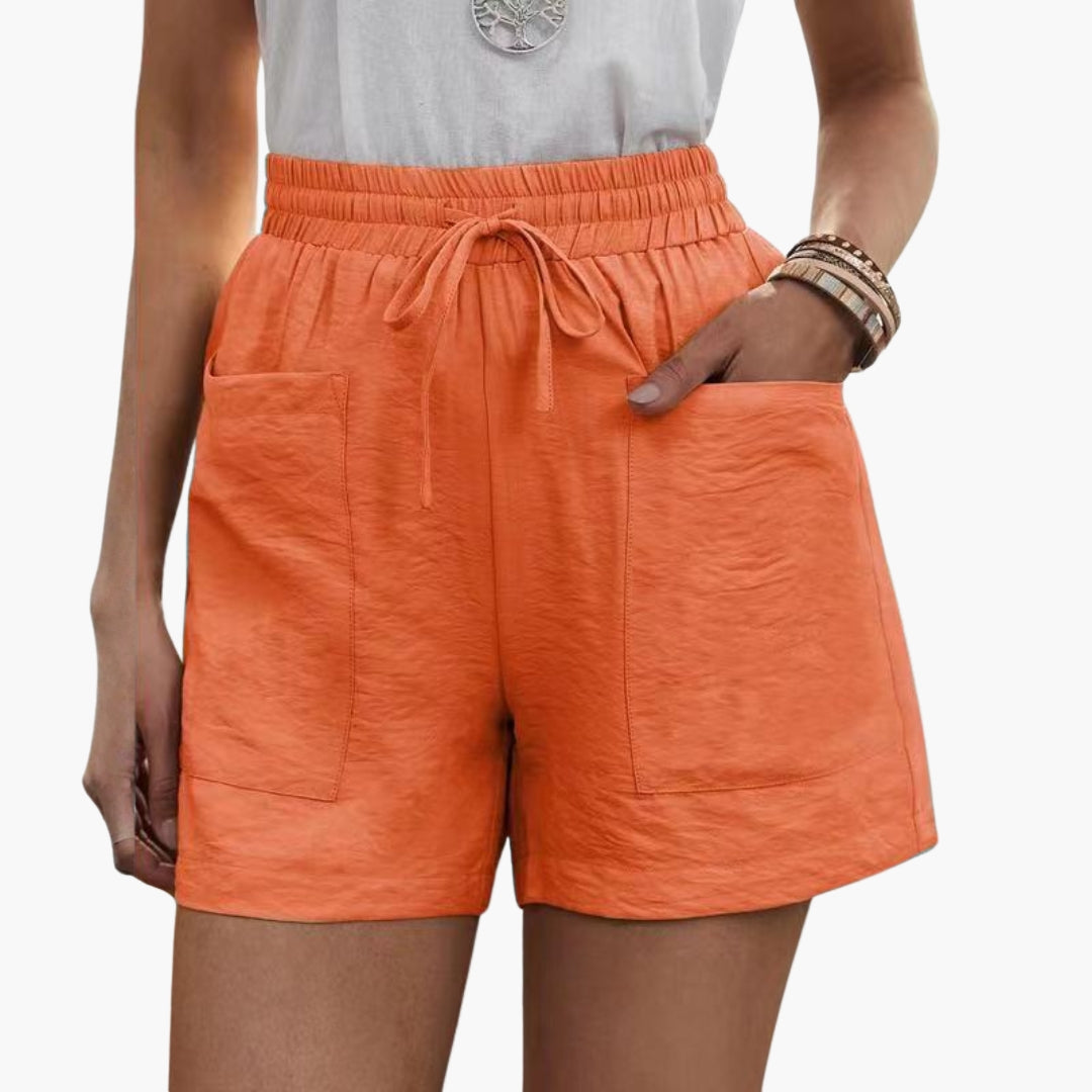 Dameshorts med Elastisk Linning, Snøre og Lommer