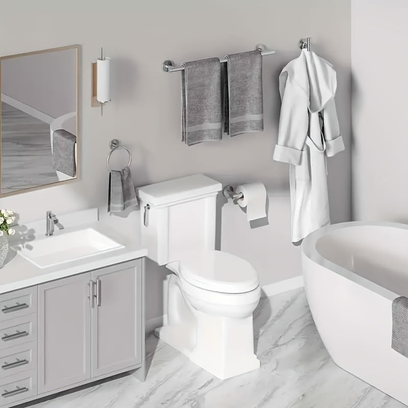 Håndklædehouder Set – Rustfrit Staal, Mat Zwart/Zilver, Modern Design voor Badkamer of Gæstetoilet