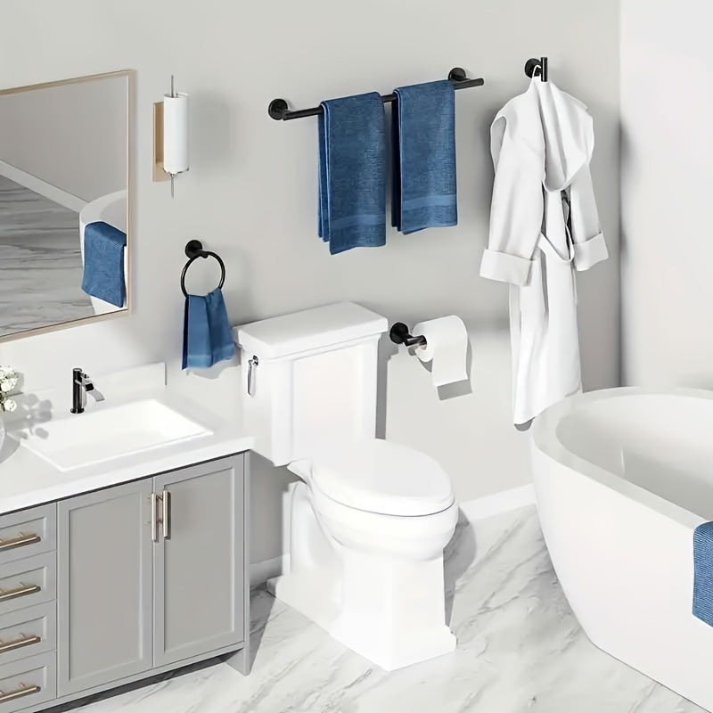 Håndklædehouder Set – Rustfrit Staal, Mat Zwart/Zilver, Modern Design voor Badkamer of Gæstetoilet
