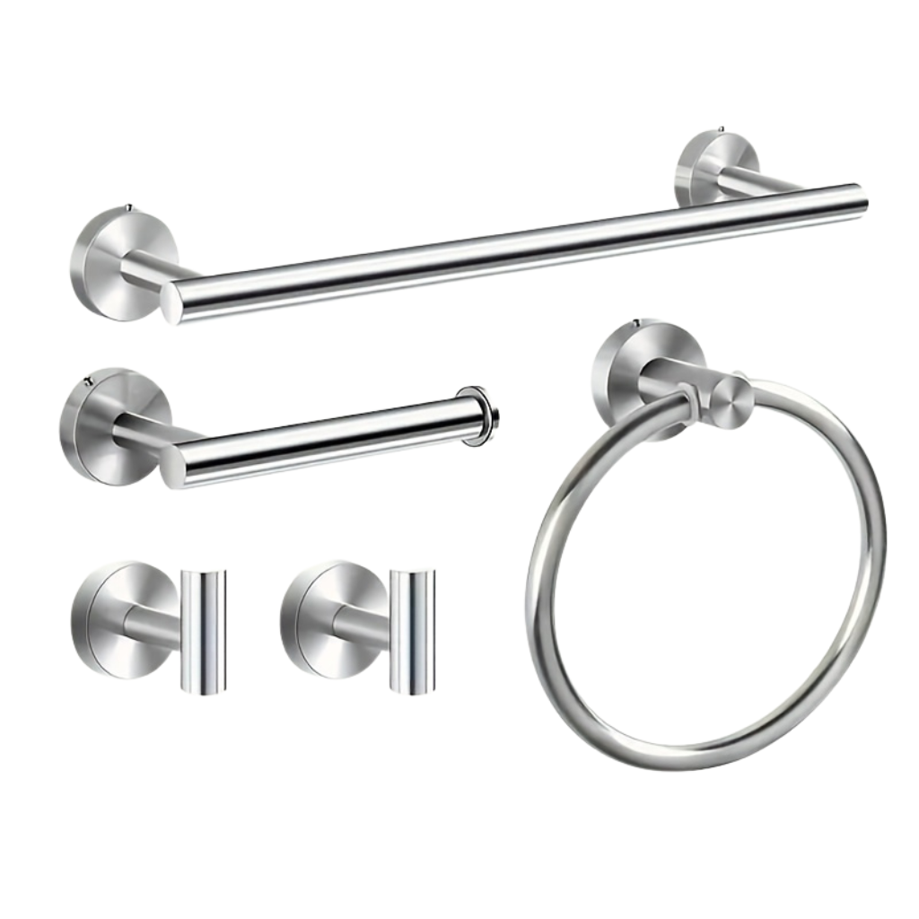 Håndklædehouder Set – Rustfrit Staal, Mat Zwart/Zilver, Modern Design voor Badkamer of Gæstetoilet