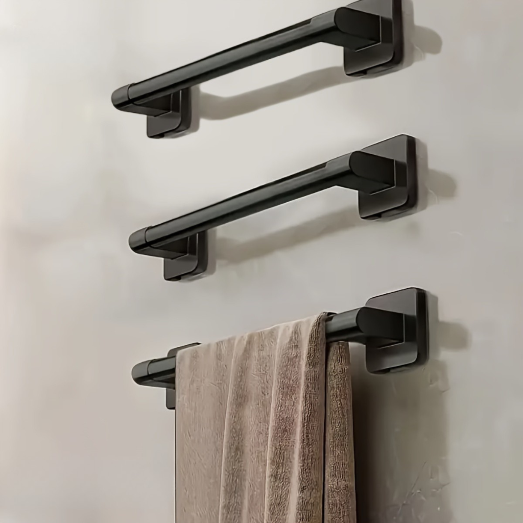 Håndklædeholdersæt – Sort jern, moderne design til badeværelse eller gæstetoilet