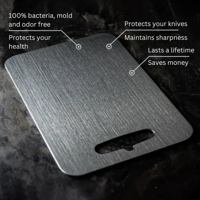 Titanium Cutting Board – Silver, Antibacterial and Knife-Friendly for Modern Kitchen