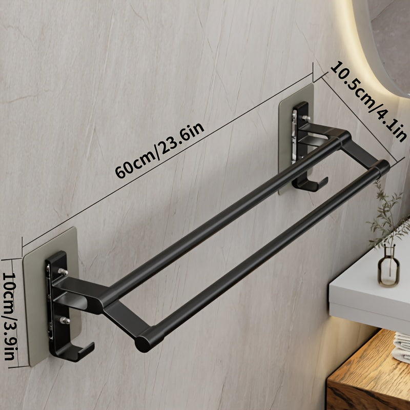 Håndklædehouder – Aluminium, Modern Design met Dubbele Stang voor Badkamer of Gæstetoilet