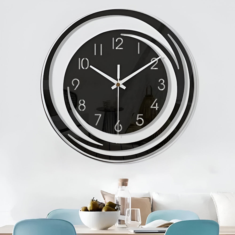 Modern Wall Clock – Black Acrylic, Minimalist Design for Living Room or Bedroom