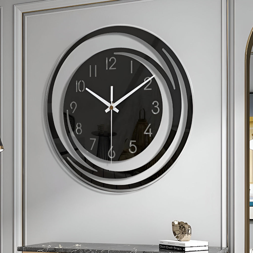 Modern Wall Clock – Black Acrylic, Minimalist Design for Living Room or Bedroom