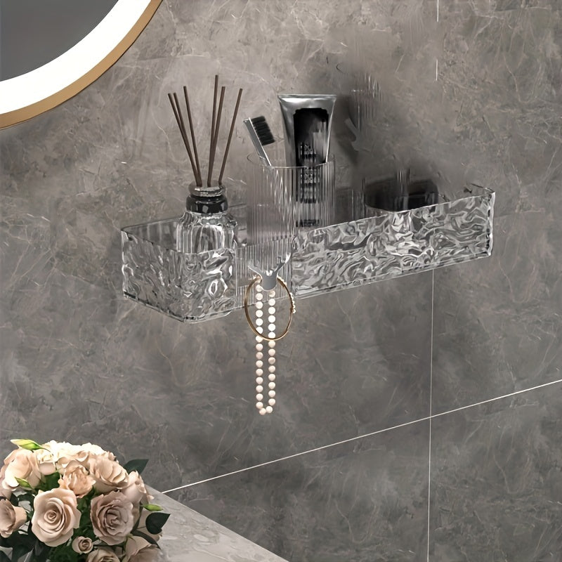 FlexShelf: Wall Shelf Bathroom – modern plastic shelf, multifunctional & stable without drilling for cosmetics & accessories