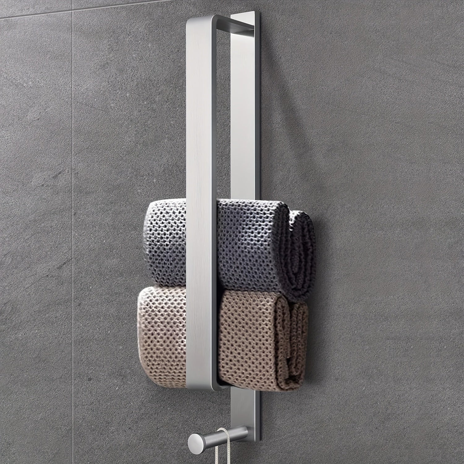 Fritstaande Håndklædehouder – Aluminium, Modern Design met Krogen voor Badkamer of Gæstetoilet