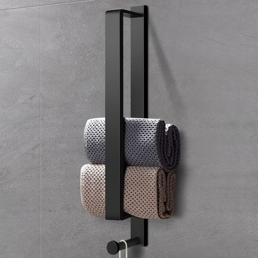 Freestanding Towel Holder – Aluminum, Modern Design with Hooks for Bathroom or Guest Toilet