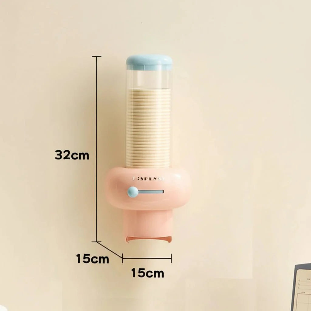 Wall-mounted Becher Dispenser – Compact, White Plastic for Kitchen or Office