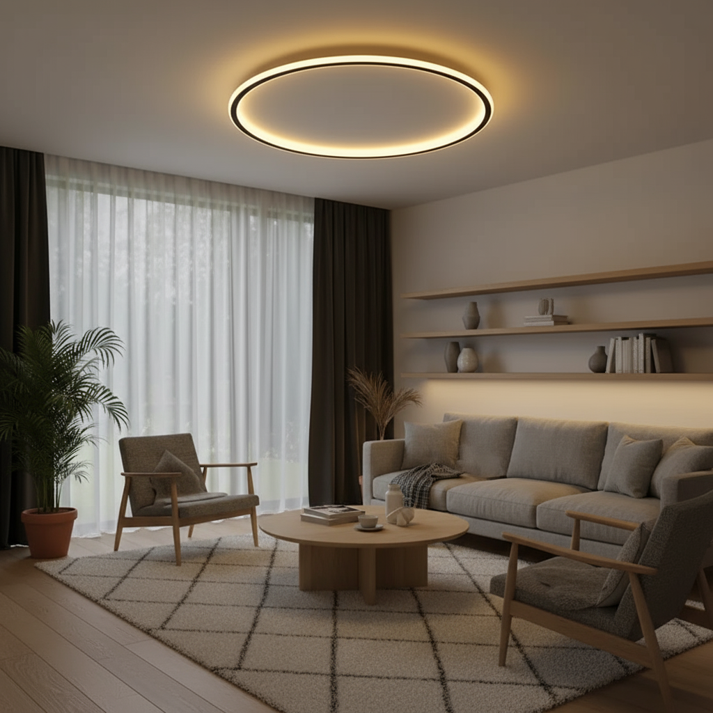LED Attic Lamp – Nordic design, round, black or white for living room or bedroom